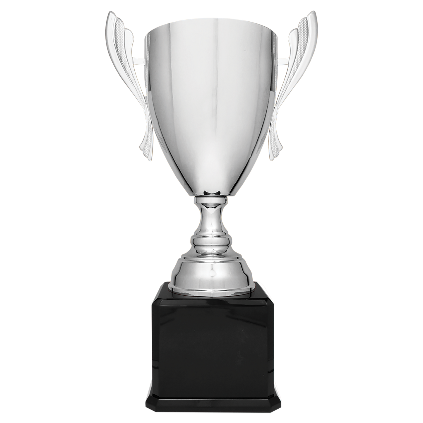 24 3/4" Silver Completed Metal Cup Trophy on Black Royal Piano Finish Base  Trophy Cups- Completed Cup