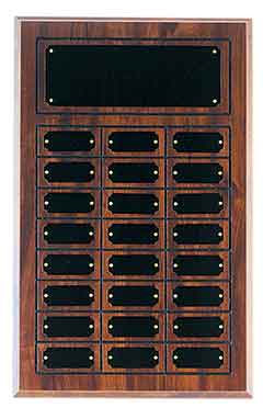 11 3/4" x 18 3/4" Cherry Finish Completed Perpetual Plaque with 24 Plates Plaques - Perpetual Plaques
