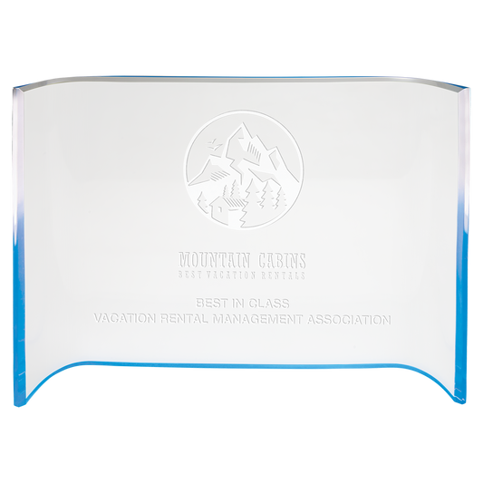 7" x 10" Blue Acrylic Crescent Corporate Award - Acrylic Award