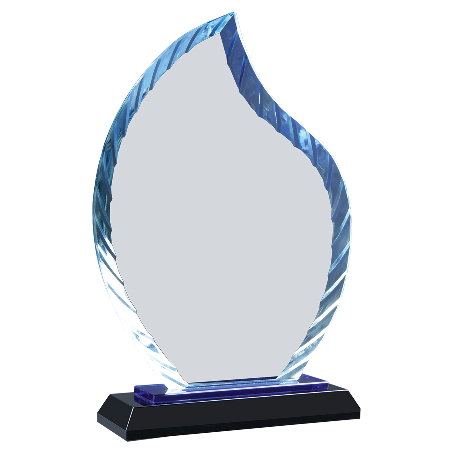 8" Flame Accent Glass on Blue & Black Base Corporate Awards - Glass Awards