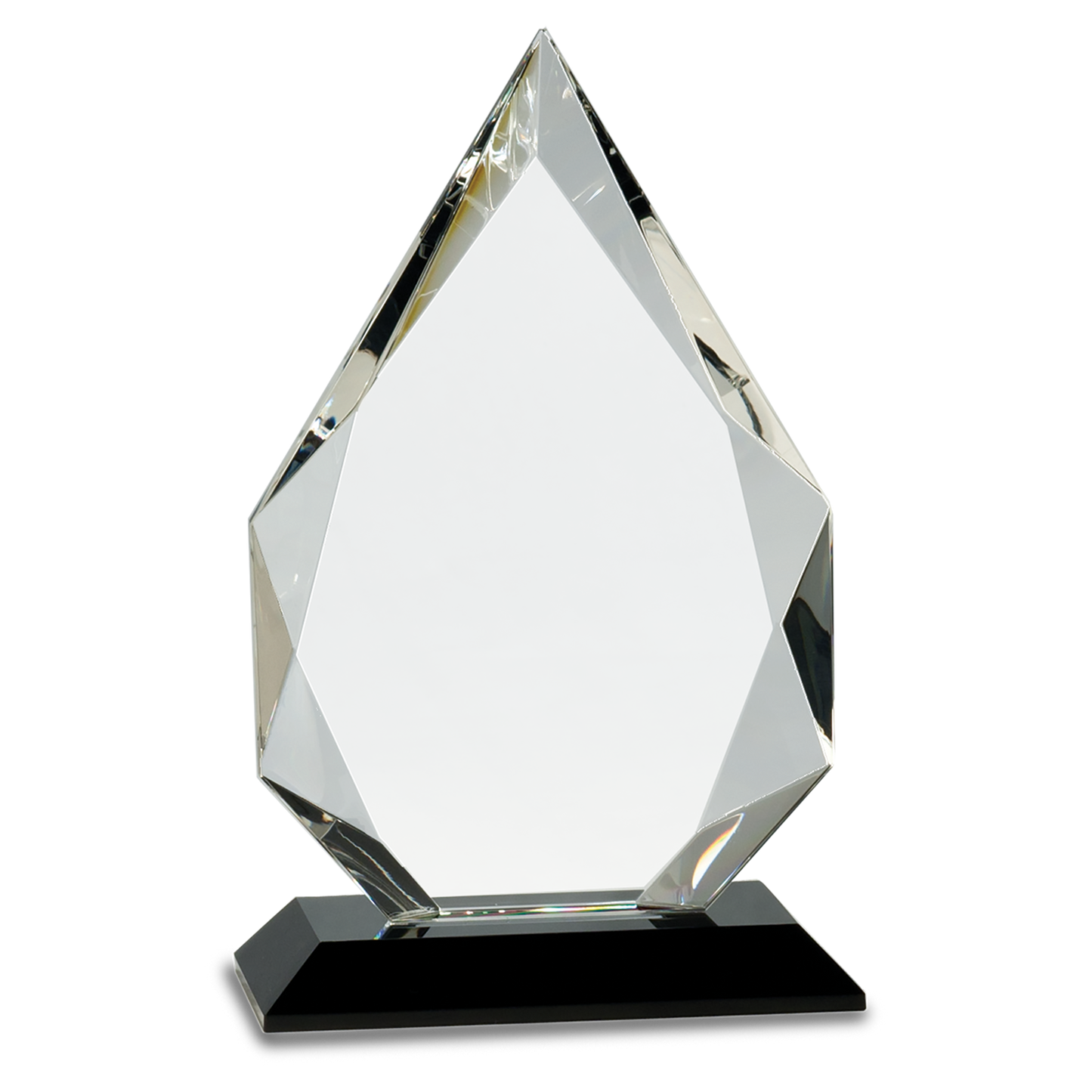 9" Diamond Crystal on Black Pedestal Base Corporate Awards - Premier Crystal Awards
