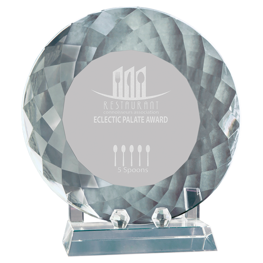 8 1/2" Crystal Plate with Base Corporate Awards - Premium Glass Awards