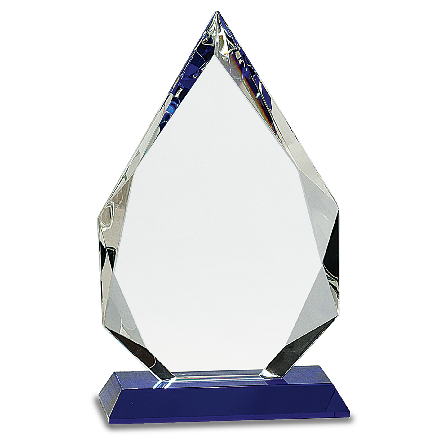 9" Diamond Crystal on Blue Pedestal Base Corporate Awards - Premier Crystal Awards
