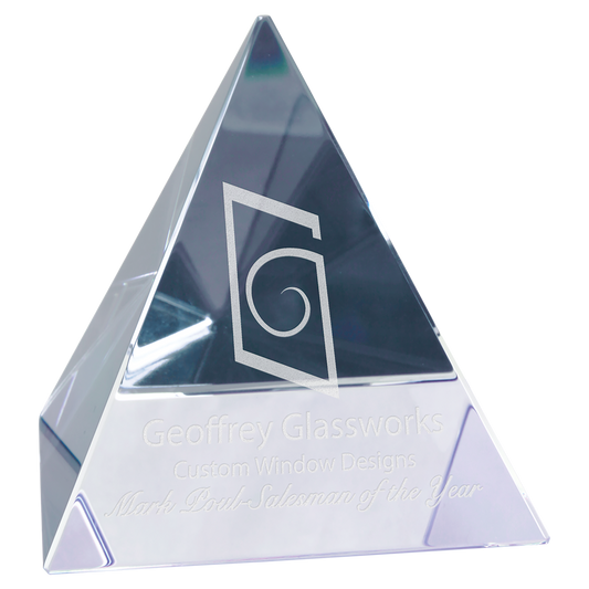 3 1/8" x 3 1/8" x 3 1/8" Crystal Pyramid Corporate Awards - Premier Crystal Awards