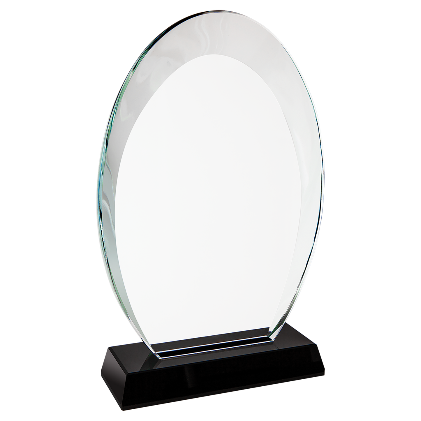 8" Oval Halo Glass with Black Base Corporate Awards - Glass Awards