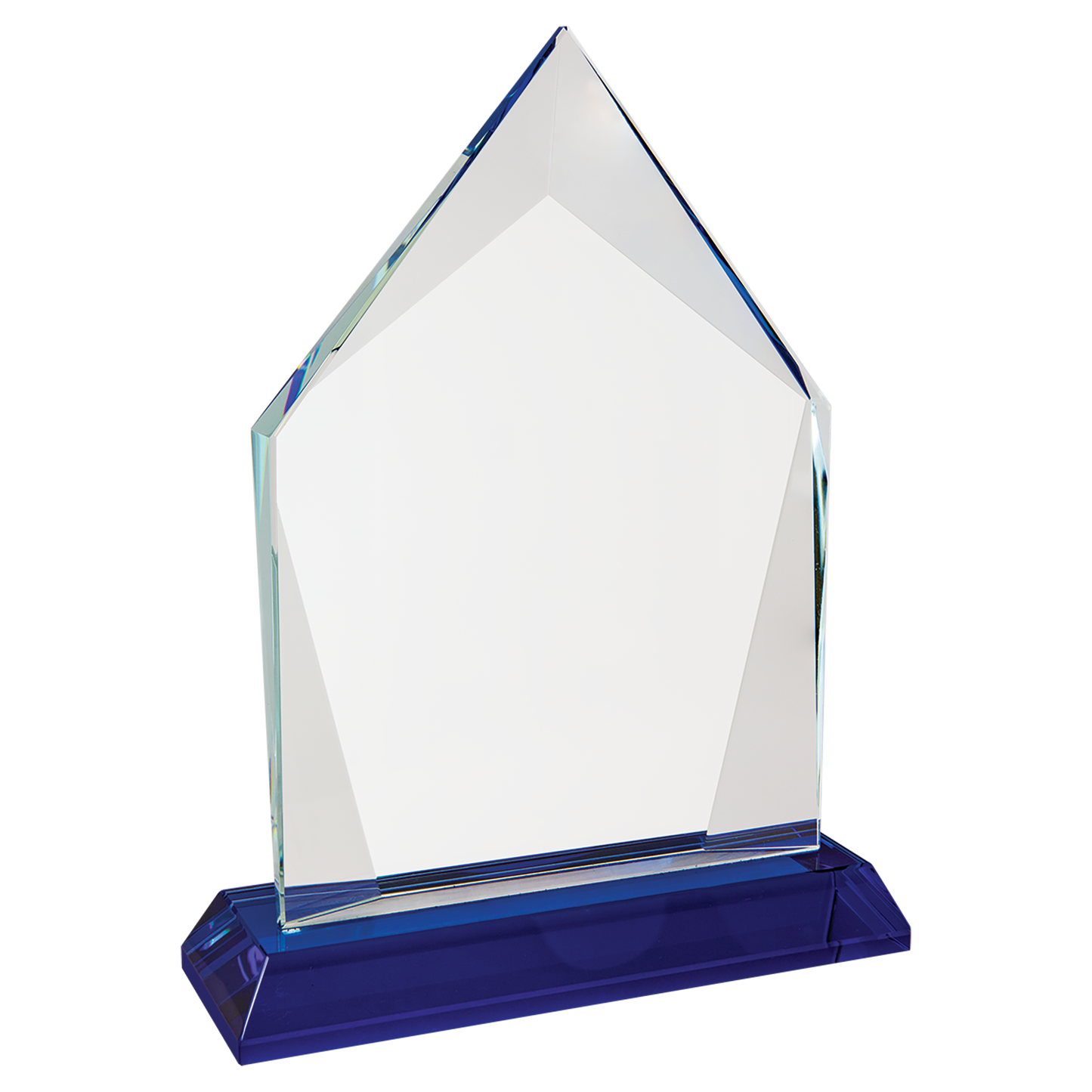 7 3/4" Diamond Halo Glass with Blue Base Corporate Awards - Glass Awards
