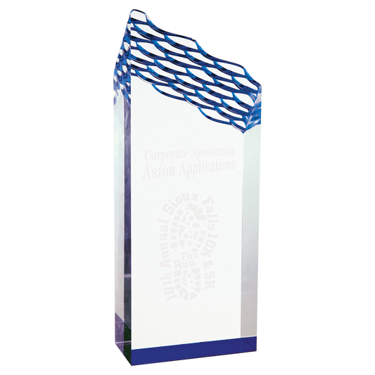 3 1/2" x 9" Blue Riptide Acrylic Corporate Award - Acrylic Award