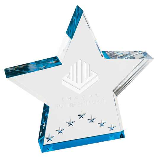 6" Blue Star Performer Acrylic Corporate Award - Acrylic Award