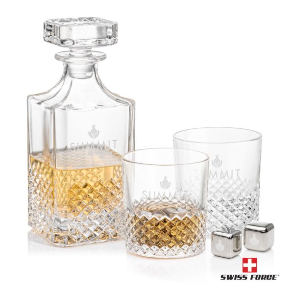 Tacoma 3pc Decanter Set & S/S Ice Cubes