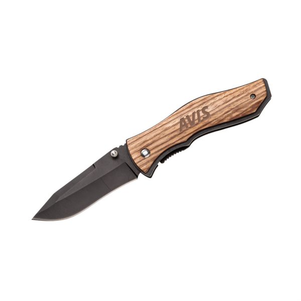 National Pocket Knife w/Wooden Handle - Black - Image 2