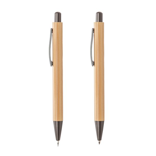 Lucky Clicker Bamboo Pen & Pencil Set - Gunmetal - Image 2