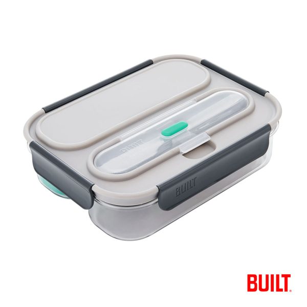 BUILT® 2 Compartment Bento Lunch Box w/Ice Pack - Concrete Grey - Image 2