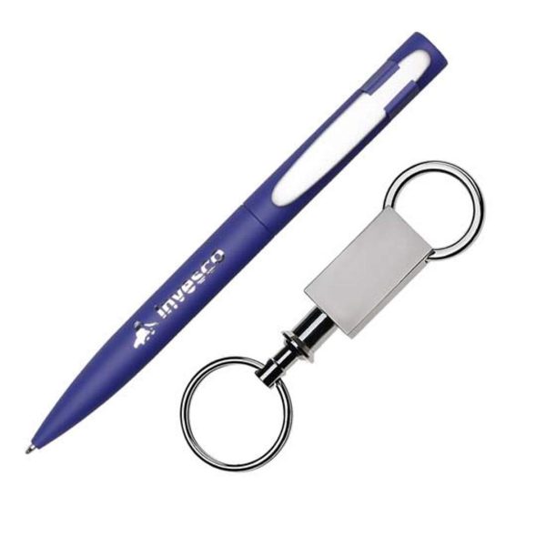 Harmony Pen/Keyring Gift Set - Blue/Silver - Image 2