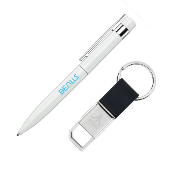 Venitzia Pen/Keyring Gift Set - White