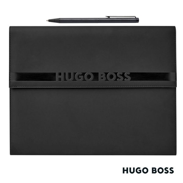 Hugo Boss® Cloud Ballpoint Pen & A4 Folder Set - Black - Image 3