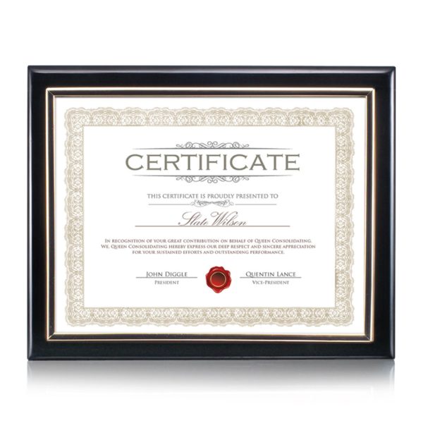 Farnsworth Cert Holder - Black/Gold 8½"x11"