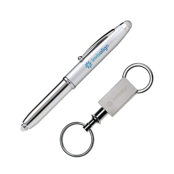 Townsend Stylus/Pen/Keyring Gift Set - Silver