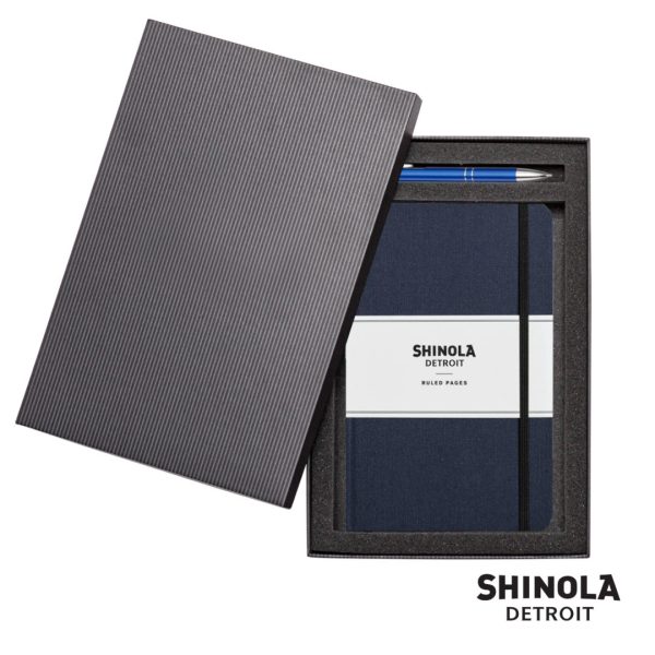 Shinola® HardCover Journal/Clicker Pen - (M) Navy Blue - Image 2