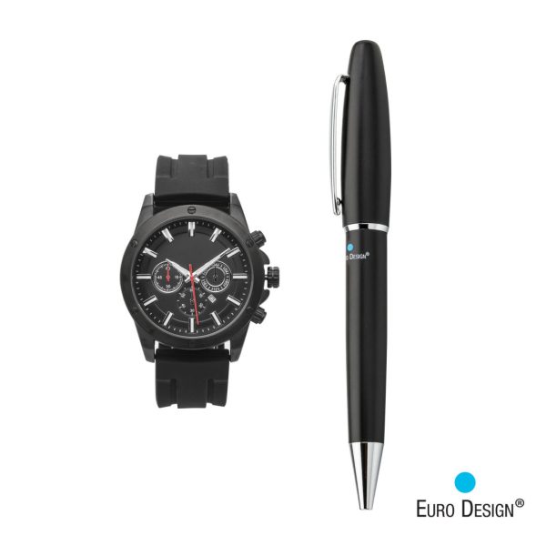 Euro Design® Bernau Watch/Pen Set - Black - Image 2