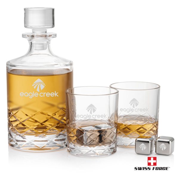 Durham 3pc Decanter Set & S/S Ice Cubes