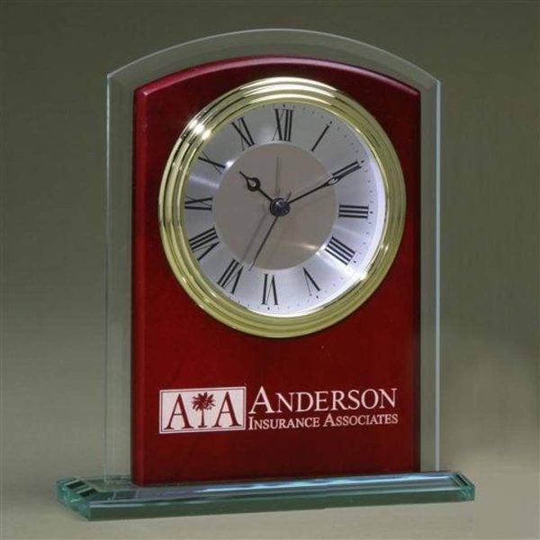 Glass Arch Clock - Jade/Mahogany 6¾"