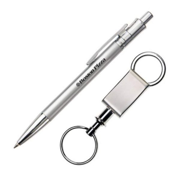 Jerico Pen/Keyring Gift Set - Silver