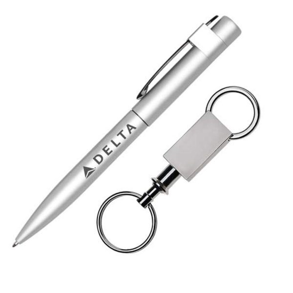 Harmony Pen/Keyring Gift Set - Silver/Silver - Image 2