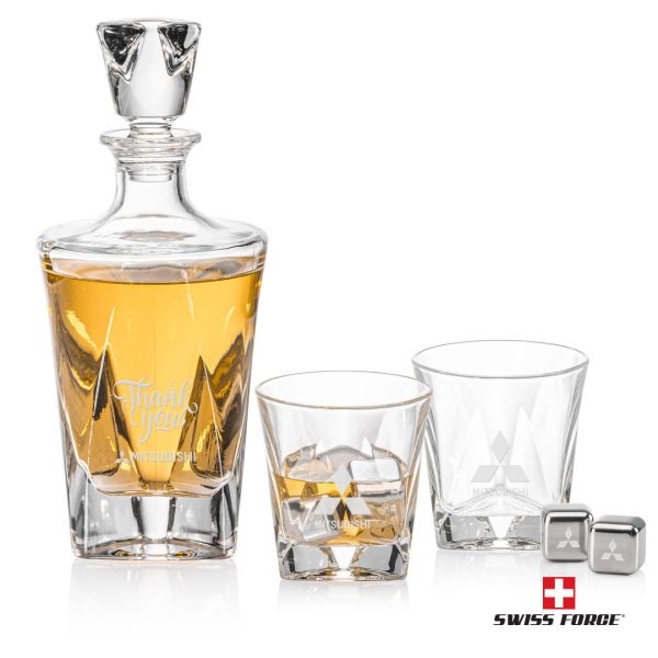 Oakhaven 3pc Decanter Set & S/S Ice Cubes