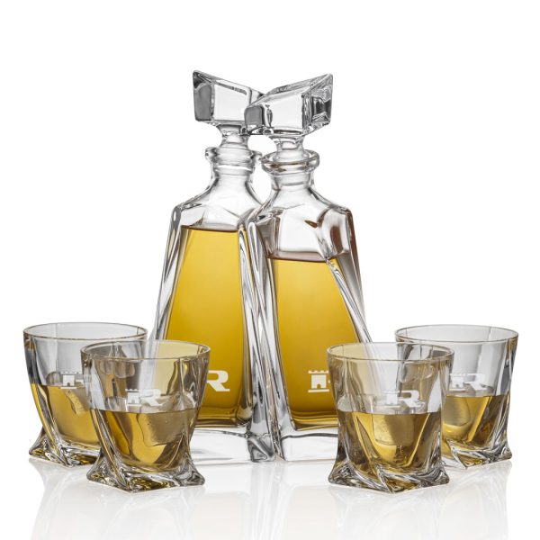 Bonham Twin Decanters & 4 On-the-Rocks