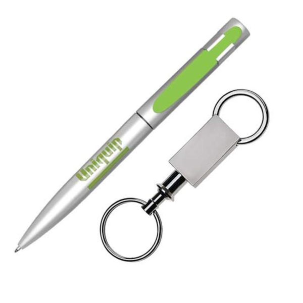 Harmony Pen/Keyring Gift Set - Silver/Green - Image 2