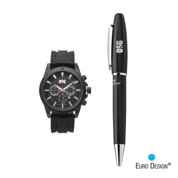 Euro Design® Bernau Watch/Pen Set - Black