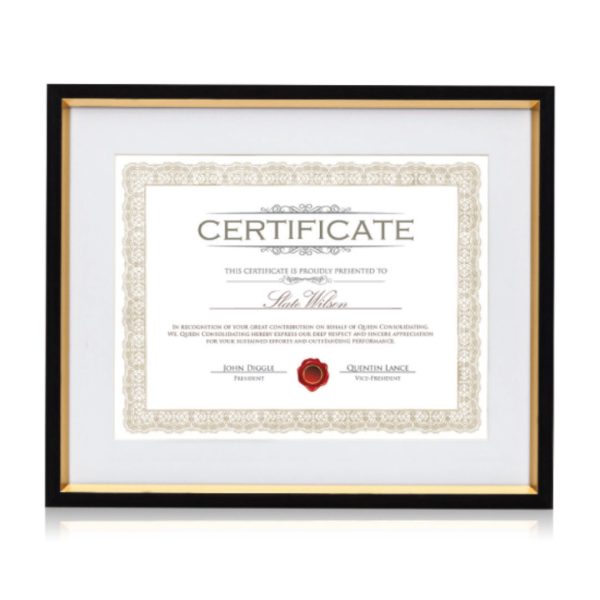 Luxor Cert Frame - Black/Gold 8½"x11"