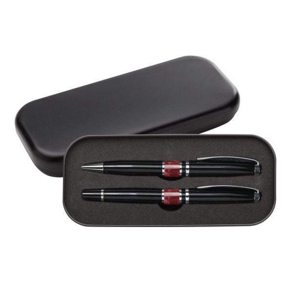 Valencia Ballpoint/Rollerball Set - Red - Image 2