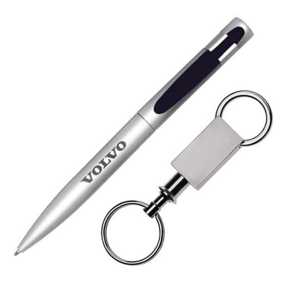 Harmony Pen/Keyring Gift Set - Silver/Black - Image 2