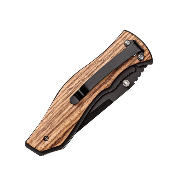 National Pocket Knife w/Wooden Handle - Black - Image 4