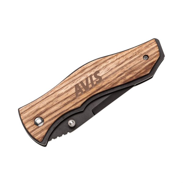 National Pocket Knife w/Wooden Handle - Black