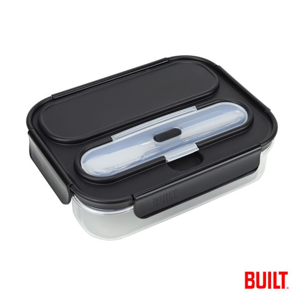 BUILT® 2 Compartment Bento Lunch Box w/Ice Pack - Black - Image 2