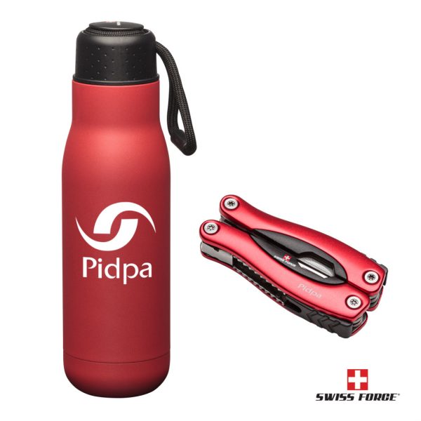 Swiss Force® Bonam Bottle & Multi-Tool Gift Set - Red