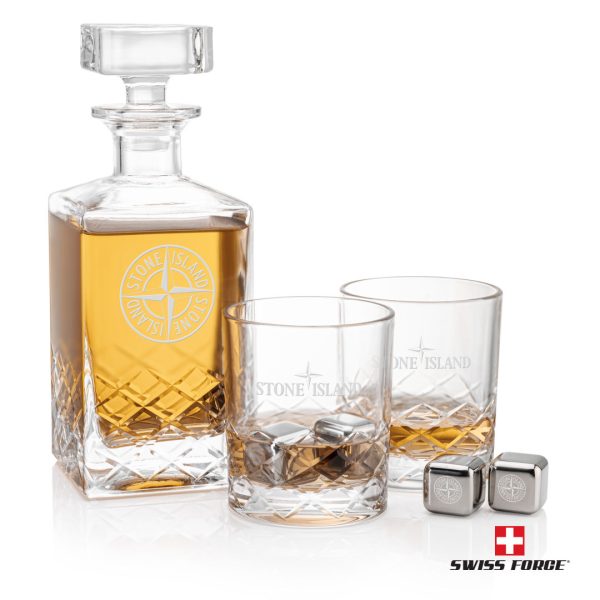 Brentwood 3pc Decanter Set & S/S Ice Cubes