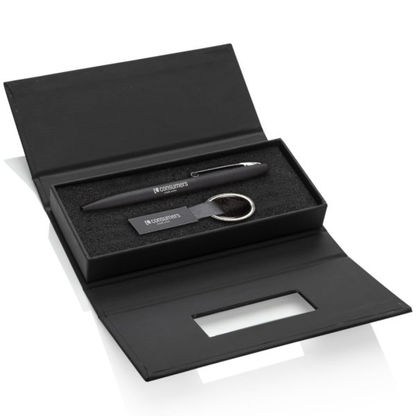 Banos Pen/Keyring Gift Set - Black - Image 3