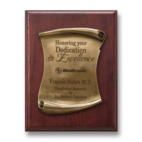 Scroll Plaque - Gold/Mahogany 9"x12"