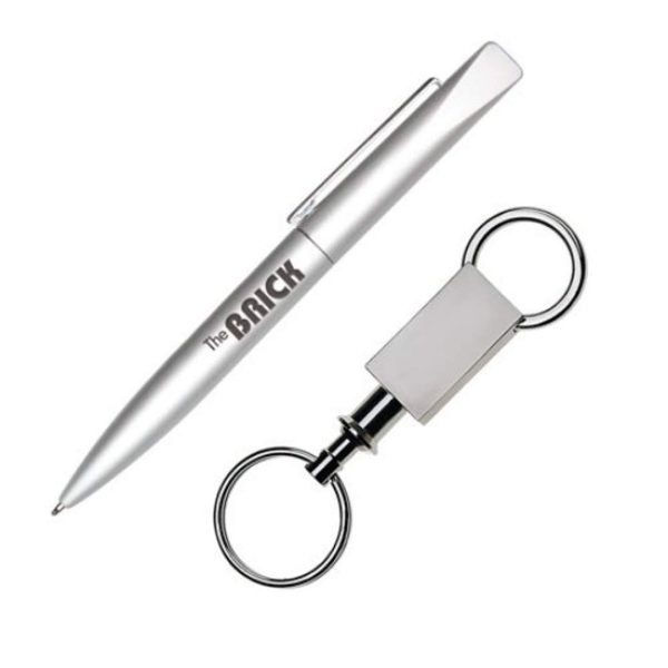 London Pen/Keyring Gift Set - Silver - Image 3